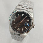 Men's 39.5mm Automatic Watch Coin Bezel Exhibition Back Cyclops Sapphire Crystal