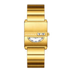 GESMART 2026 New Square Men's Watch No Hands Creative Minimalist Retro Calendar Steel Band Wristwatch