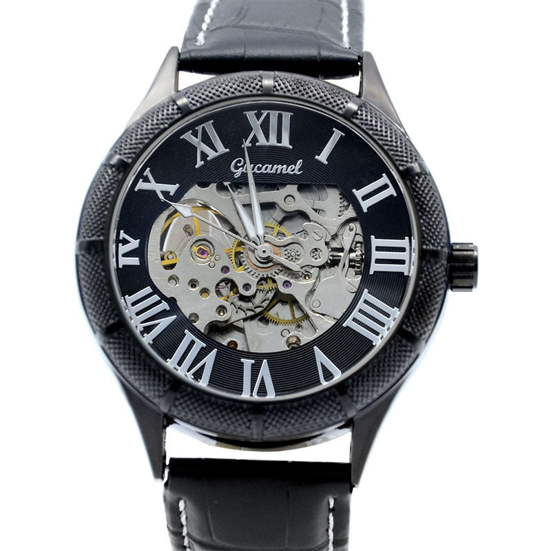 GESMART Men's Automatic Mechanical Watch Roman Numerals Luminous Skeleton Exhibition Case Back
