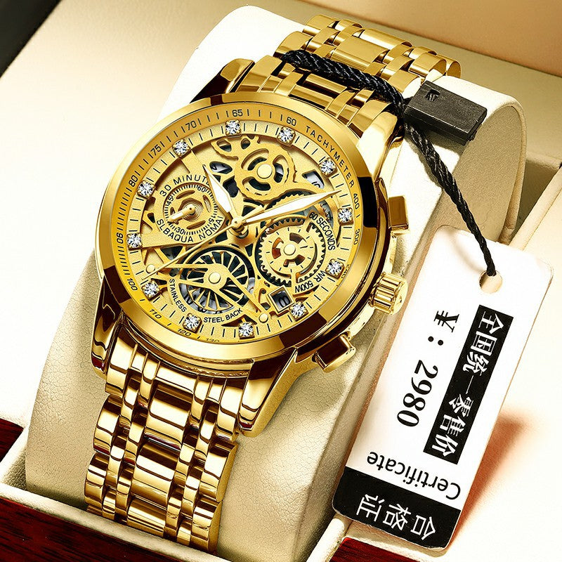 GESMART Men's Gold Tone Large Dial Watch High Grade Water Resistant Luxury Style