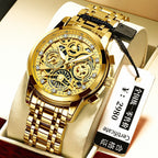 GESMART Men's Gold Tone Large Dial Watch High Grade Water Resistant Luxury Style