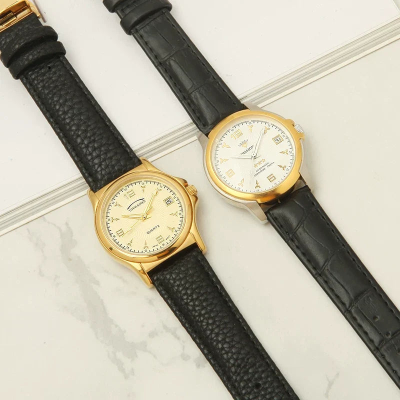 Diamond Brand Men's Automatic Mechanical Watch Titanium Round Date Leather NOS