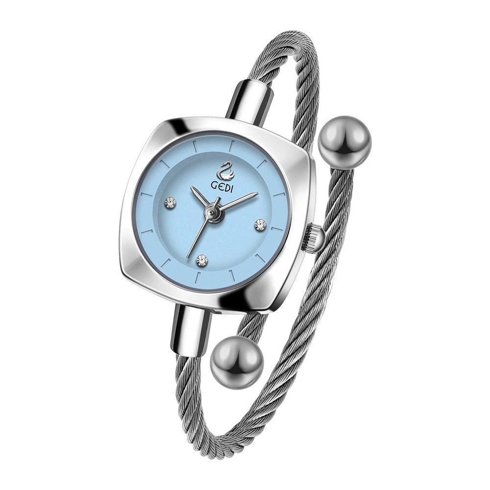 Women's Minimalist Swan Woven-Metal Bangle Quartz Watch