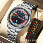 GESMART Men's Digital Roulette Wheel Quartz Watch Luminous Water Resistant Alloy Band Minimalist Fashion