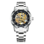 GESMART Men's Hand Winding Mechanical Skeleton Watch Exhibition Case Back Fashion