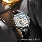 GESMART Men's Small Square Automatic Mechanical Skeleton Watch Luminous Water Resistant Fashion Trendy