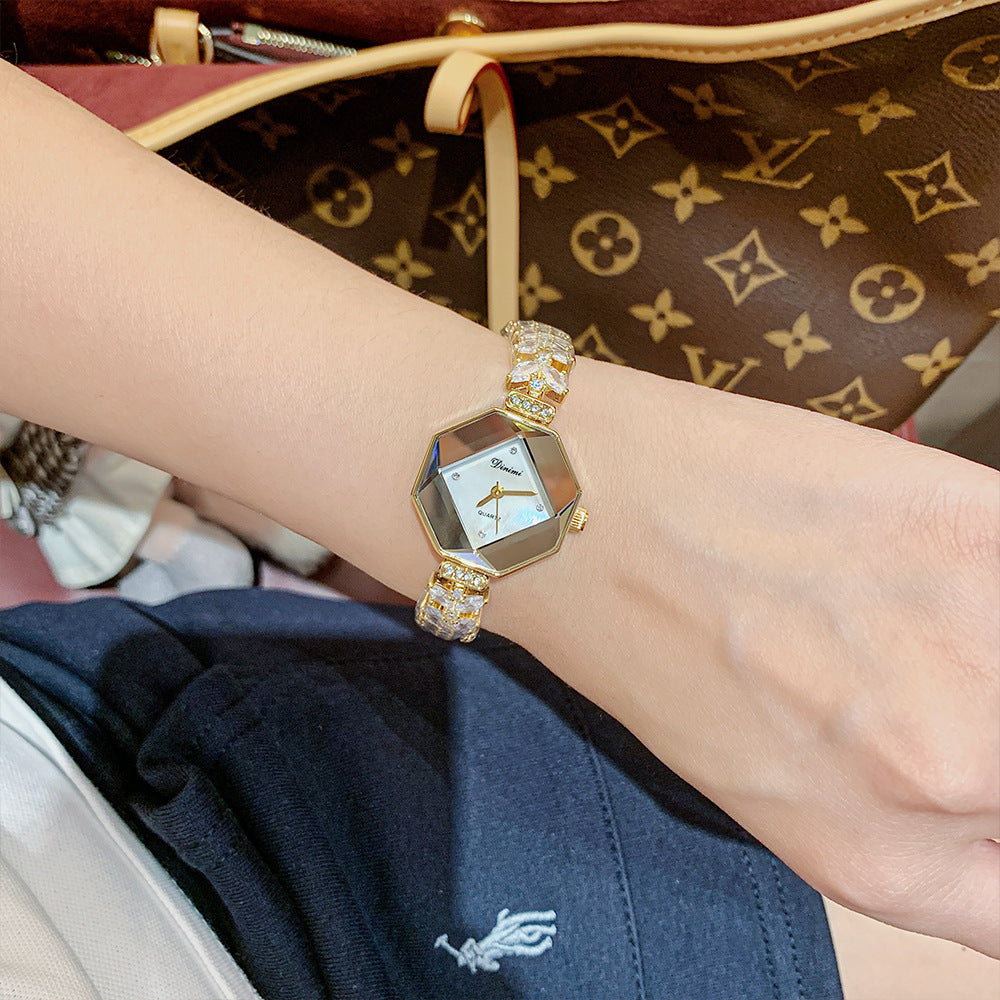GESMART Women's Diamond Studded Bracelet Quartz Watch Mermaid Tail Design Elegant Ladies Wristwatch