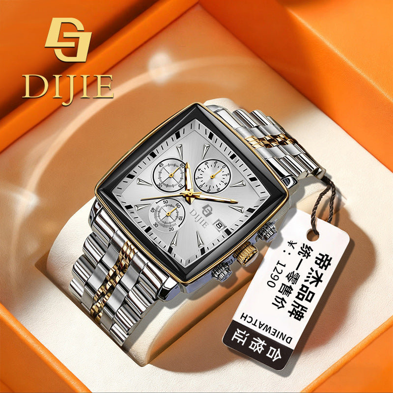 GESMART Men's Small Three Hands Quartz Watch Steel Band Business Casual Fashion