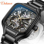 GESMART Men's Small Square Automatic Mechanical Skeleton Watch Luminous Water Resistant Fashion Trendy