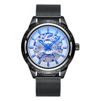 GESMART Men's Automatic Mechanical Watch Mesh Band Luminous Skeleton Exhibition Case Back