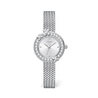 GESMART Women's French Floral Rhinestone Quartz Watch Leather Band Diamond Studded Commuter Ladies Wristwatch