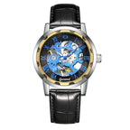 GESMART Men's Gold Tone Steel Band Skeleton Hand Winding Mechanical Watch Fashion Trendy