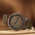 Men's Walnut Wood Genuine-Leather Minimalist Quartz Watch