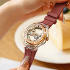 Women's Rhinestone Dial Watch with Soft Silicone Strap