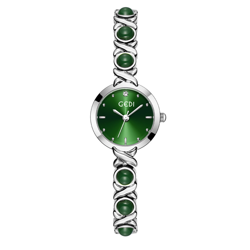 Women's Petite Rhinestone Pearl Bracelet Quartz Watch