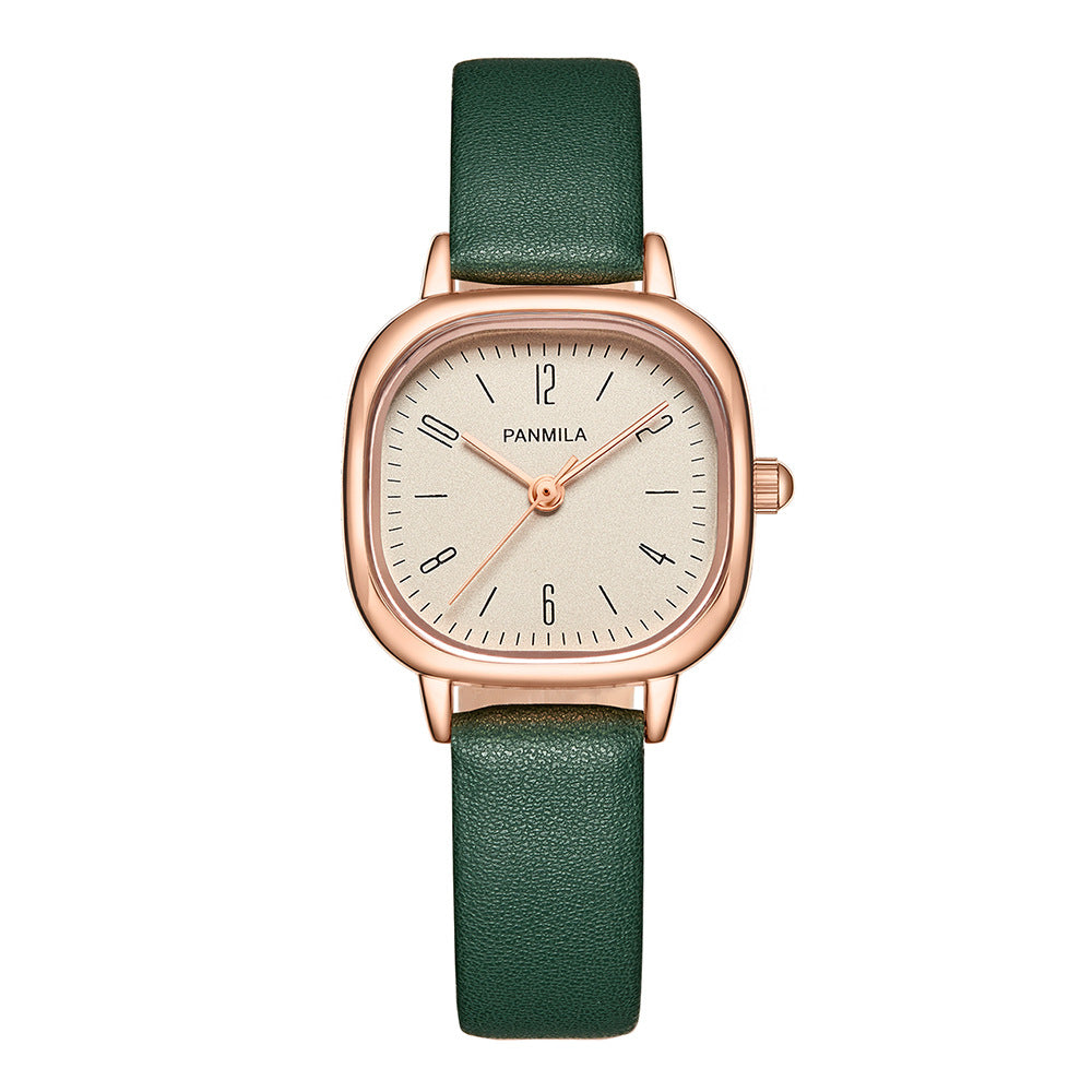 GESMART Women's Small Square Quartz Watch Leather Band Minimalist Elegant Ladies Wristwatch