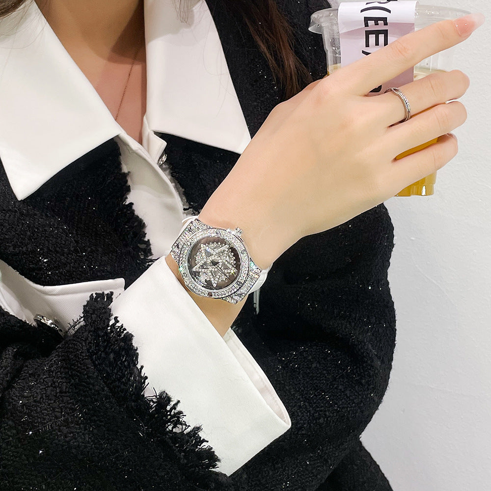 Women's Rotating Pentagram Rhinestone Watch