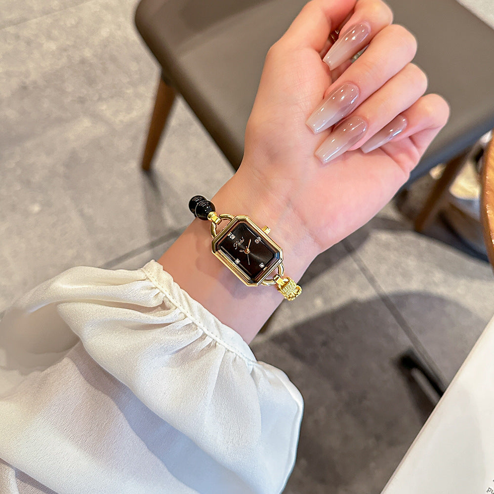 GESMART 2024 New Crystal Stone Bracelet Watch for Women Compact Exquisite Luxury Style Elegant Wristwatch