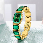 GESMART Women's Square Green Dial Quartz Watch Diamond Studded Elegant Personality