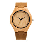 Men's Classic Bamboo-Wood Minimalist Quartz Watch