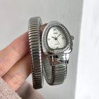 Women's Gold Snake-Strap Rhinestone Quartz Watch