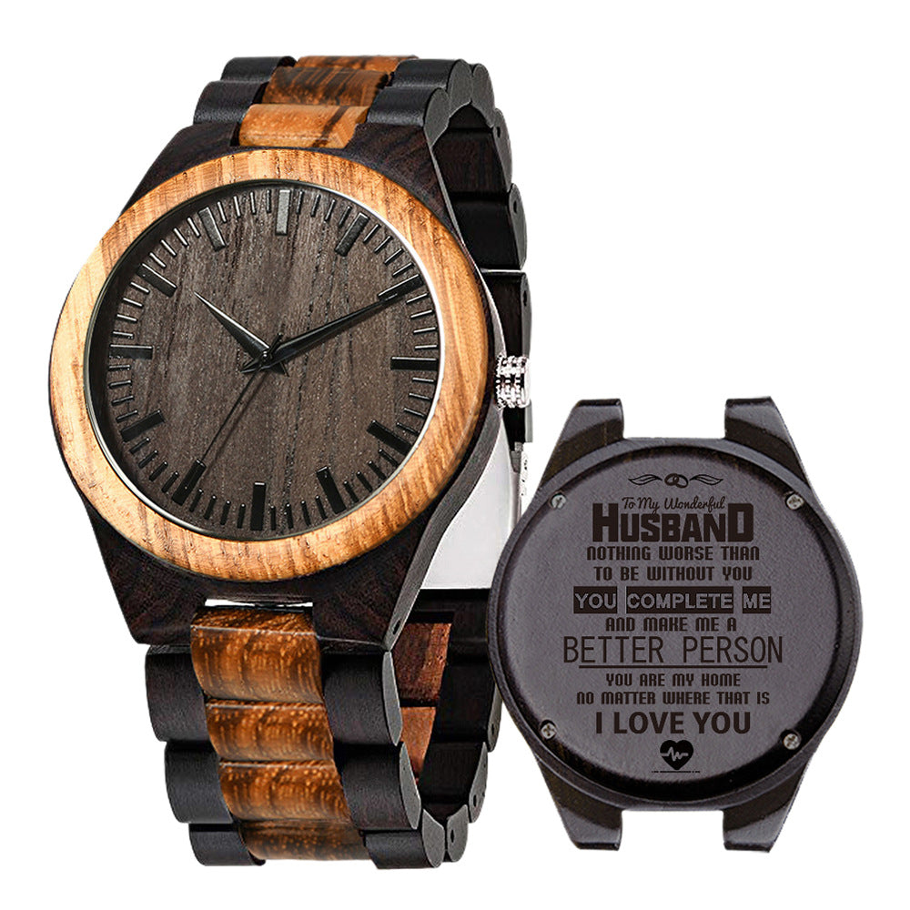 Unisex Large-Dial Vintage Wood Couple Quartz Watch