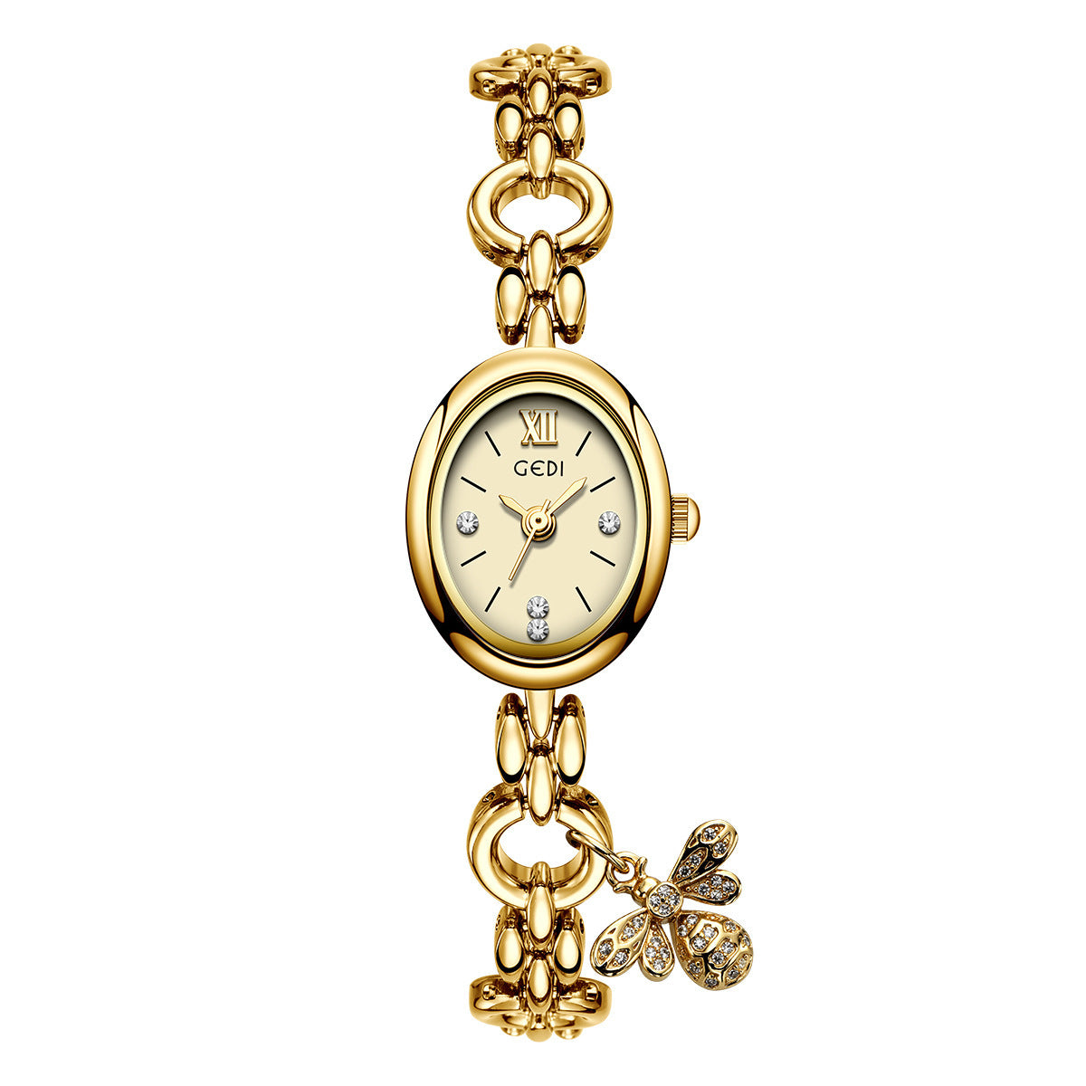 Women's Gold Bee-Pendant Bracelet Quartz Watch