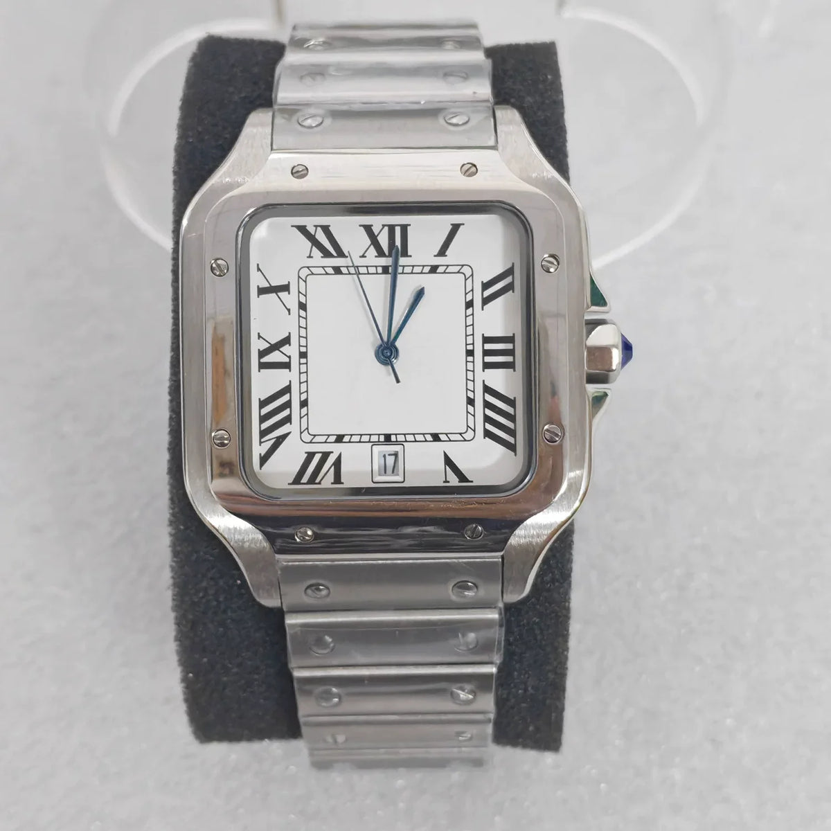 Men's 38mm Square Watch 316L Case Exhibition Back Mineral Glass 2813 Movement