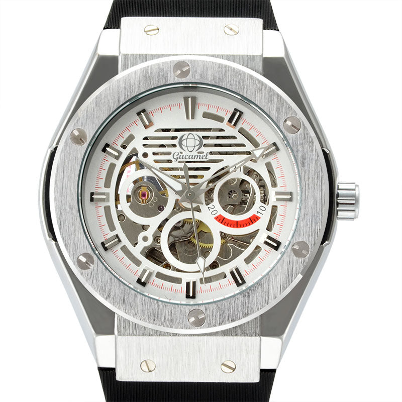 GESMART Men's 2022 New Skeleton Automatic Mechanical Watch Silicone Band Business Trendy