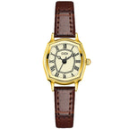 Women's Vintage Tonneau Leather-Strap Quartz Watch