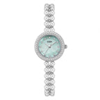 Women's Pearl-Bead Bracelet Round Rhinestone Quartz Watch