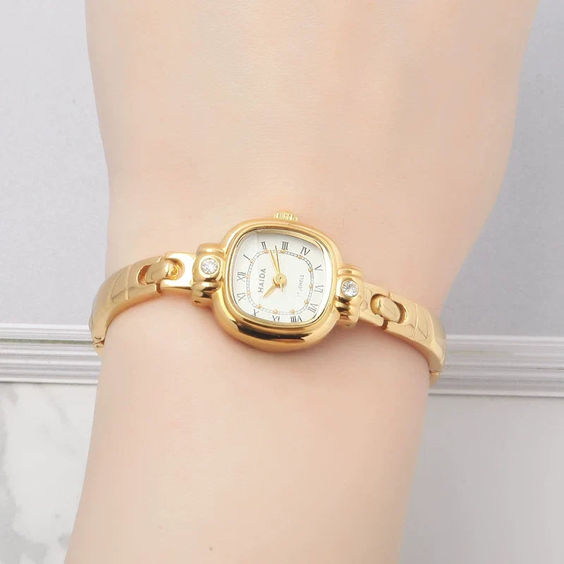HAIDA Ladies Manual Wind Mechanical Watch Two-Tone Small Fashion NOS