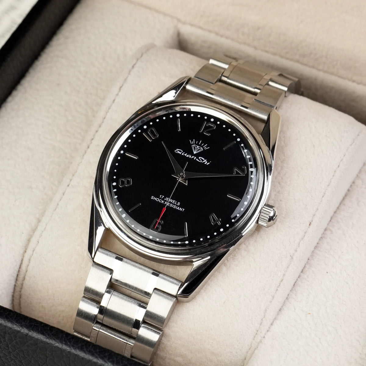 Vintage Diamond Brand Men's Manual Wind Mechanical Watch Solid Steel Bracelet