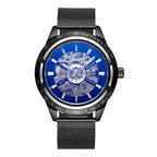 GESMART Men's Automatic Mechanical Watch Mesh Band Luminous Skeleton Exhibition Case Back