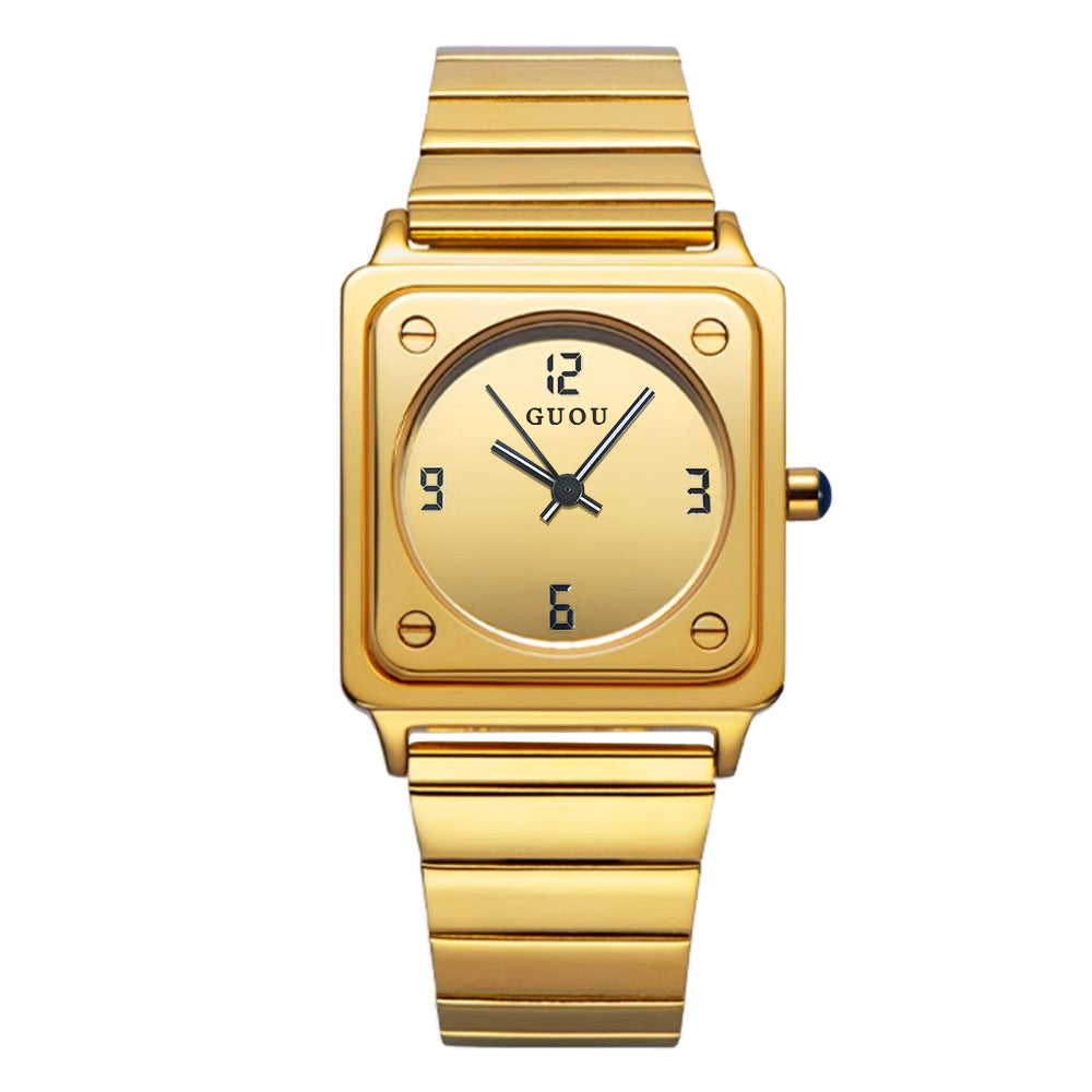 GESMART Autumn New Women's Square Large Dial Steel Band Watch Minimalist Fashion Premium Ladies Wristwatch