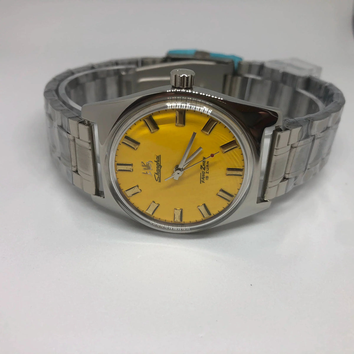 Vintage 7120 Manual Wind Mechanical Watch Yellow Colorful Dial Business Shanghai