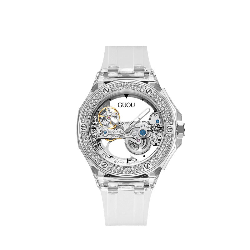 Women's Rhinestone Dial Watch with Soft Silicone Strap