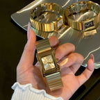 Women's Gold Steel-Band Small Square Vintage Quartz Watch