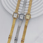 Women's Square Small Gold-Tone Vintage Quartz Watch