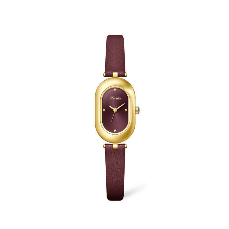 GESMART Women's Creative Oval Shape Quartz Watch Diamond Studded Leather Band Water Resistant