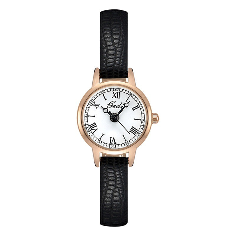 GESMART 2023 New Ladies Vintage Roman Numeral Dial Leather Band Small Watch Retro Women's Quartz Wristwatch