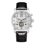 GESMART Men's Tourbillon Automatic Mechanical Watch Perpetual Calendar Leather Band Business