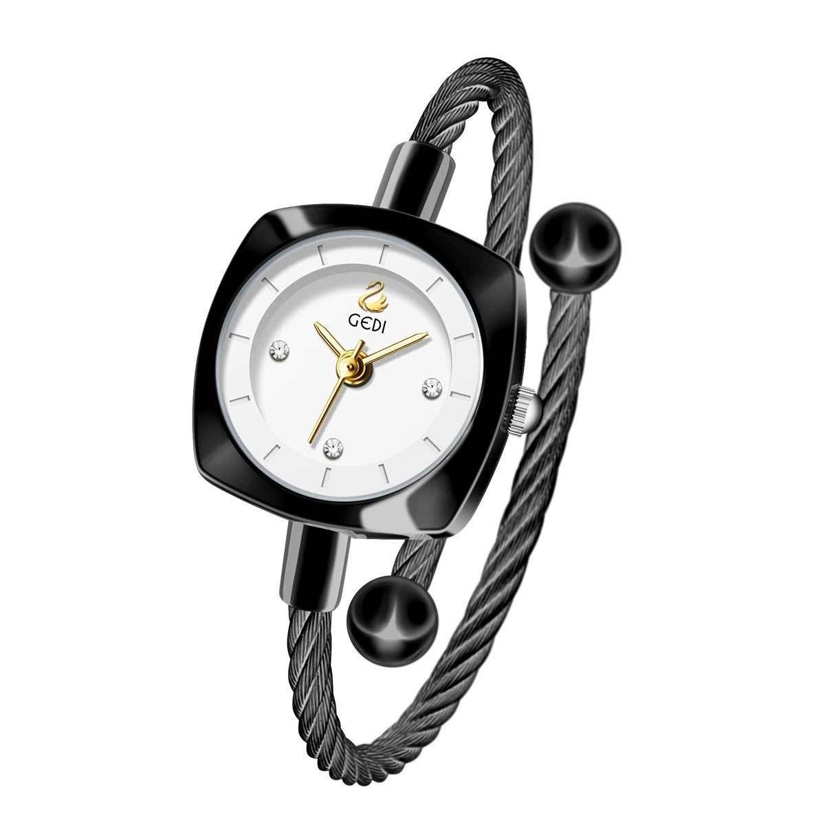 Women's Minimalist Swan Woven-Metal Bangle Quartz Watch