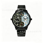 GESMART Men's Dual Time Zone Watch Steel Band Luminous Water Resistant Business