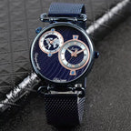 GESMART Men's Business Dual Time Zone Watch High Grade Water Resistant Wristwatch