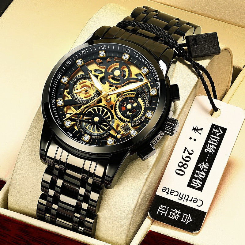 GESMART Men's Gold Tone Large Dial Watch High Grade Water Resistant Luxury Style