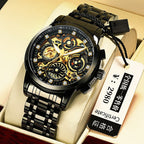 GESMART Men's Gold Tone Large Dial Watch High Grade Water Resistant Luxury Style