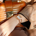 Women's Small Square Watch with Steel Band