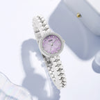 Women's Pearl-Bead Bracelet Round Rhinestone Quartz Watch