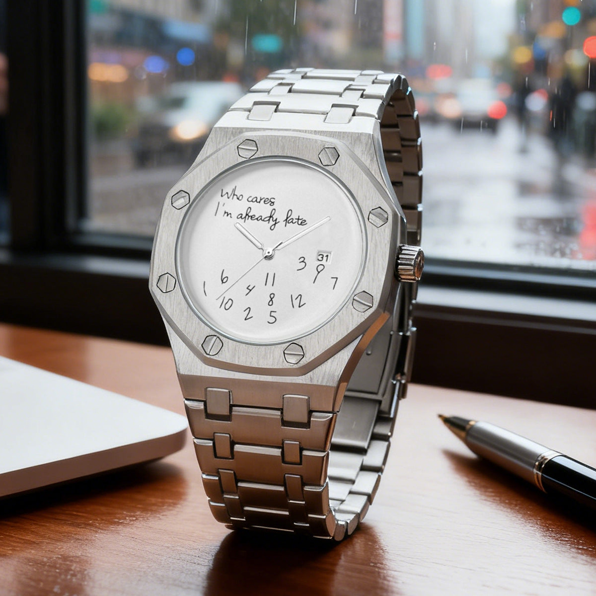 Men's Minimalist Quartz Watch with Steel Band